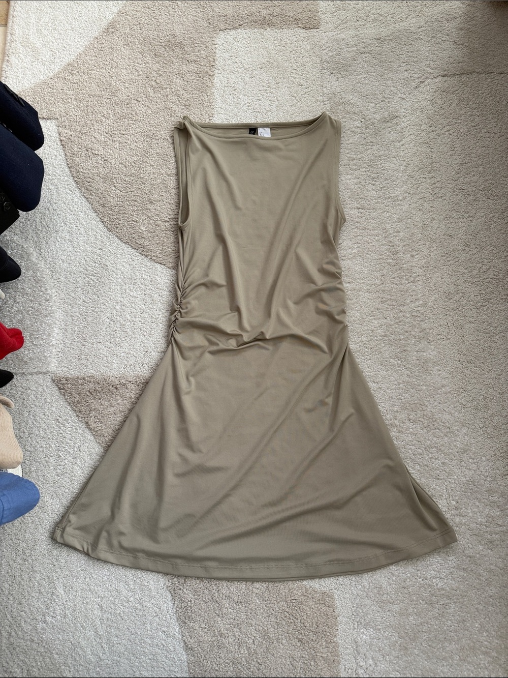 H&M Sleeveless Ruched Midi Dress — Olive Green